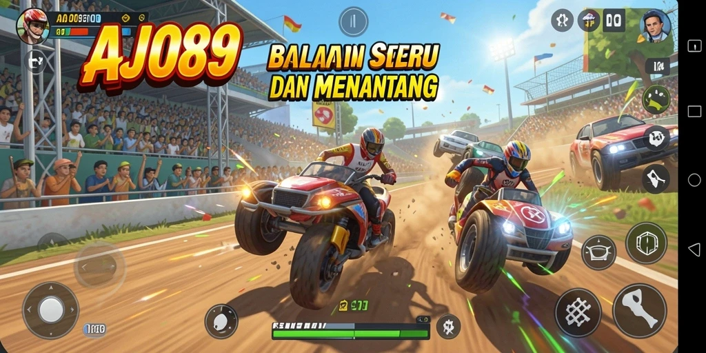 Tangkapan layar AJO89 memperlihatkan aksi balapan yang mendebarkan dan grafis yang memukau.