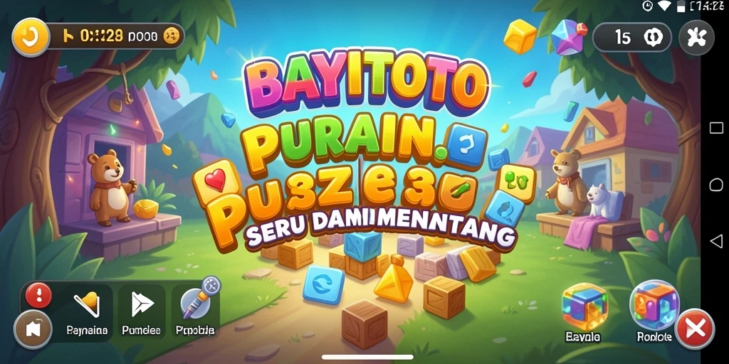 Tampilan gameplay BAYITOTO dengan teka-teki menarik dan desain yang warna-warni.