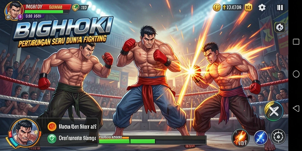 Screenshot menampilkan aksi seru dalam pertarungan BIGHOKI.