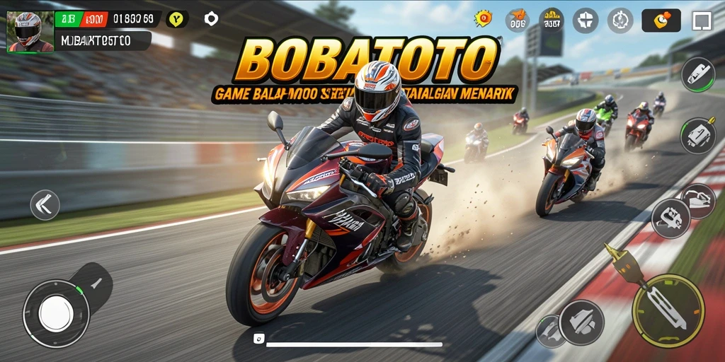 Gameplay intens BOBATOTO saat balapan motor balap.