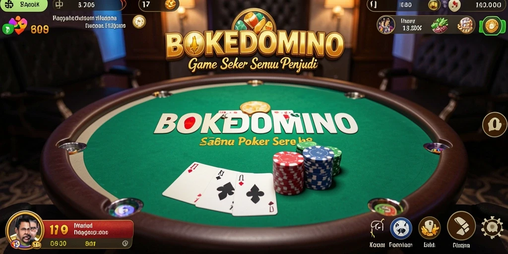 Tampilan gameplay Poker yang mendebarkan di BOKEDOMINO.