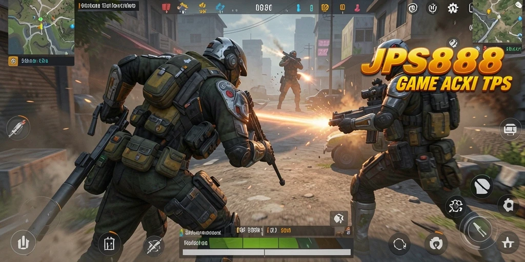 Screenshot gameplay JPS888 yang menampilkan aksi tembak-menembak yang intens.