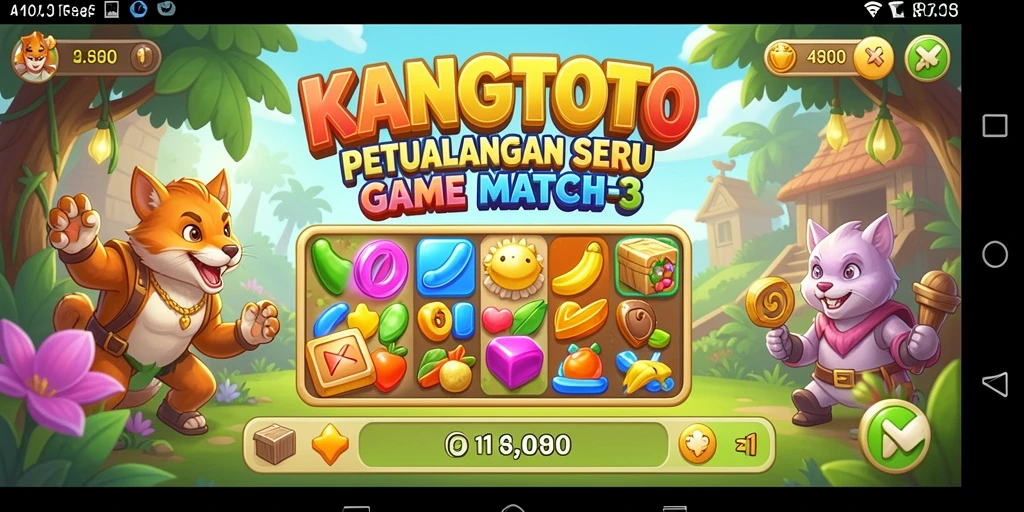 Screenshot gameplay KANGTOTO yang menampilkan aksi Match-3 seru.