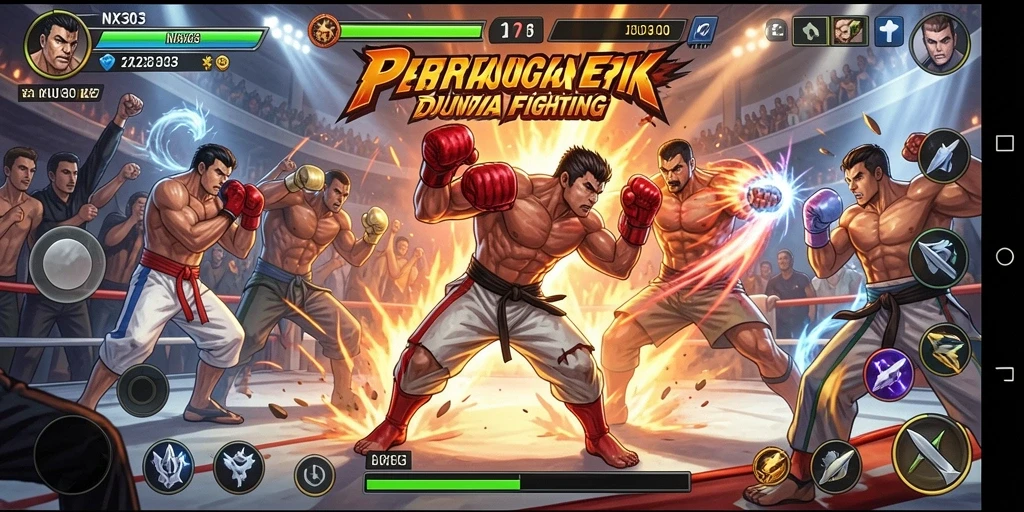 Screenshot gameplay NX303 menampilkan pertarungan yang mendebarkan.
