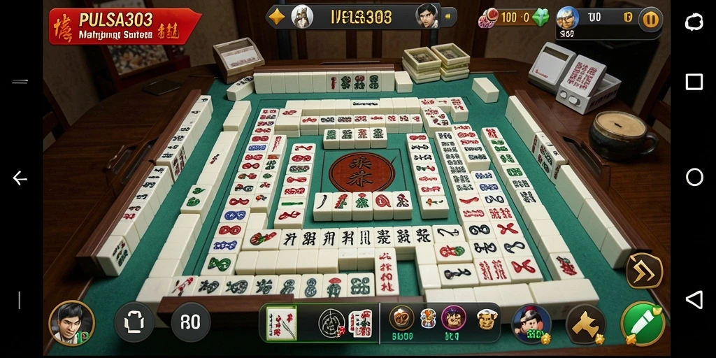 Screenshot permainan PULSA303 dengan tampilan papan Mahjong yang menantang.
