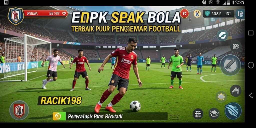 Screenshot utama RACIK198 menampilkan pemain beraksi di lapangan sepak bola.
