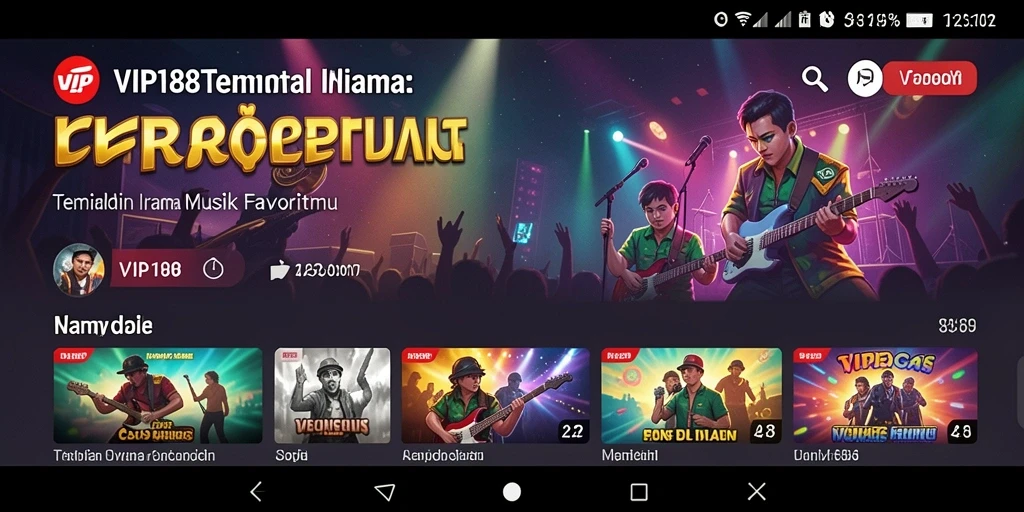 Screenshot utama VIP188 menampilkan antarmuka aplikasi mendengarkan musik.